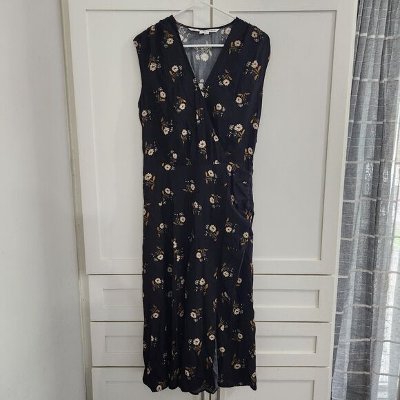 Veronica Beard Wixson Silk Blend Black Floral Midi Dress Sleeveless Size 8 - Picture 1 of 13